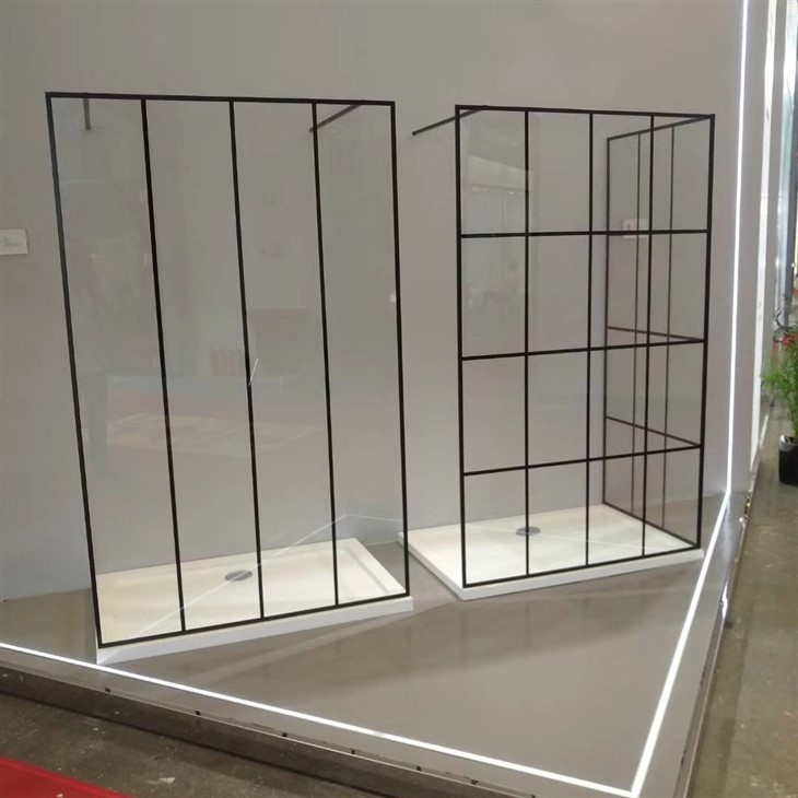 glass panels with silk-screen printed black frames